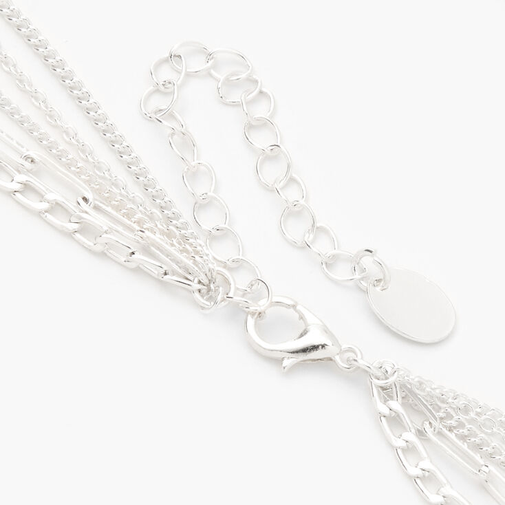 Collier multi-rangs cha&icirc;ne mauvais &oelig;il c&oelig;ur et &eacute;toile couleur argent&eacute;e,