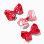Claire&#39;s Club Red Pattern Loopy Bow Hair Clips - 3 Pack,