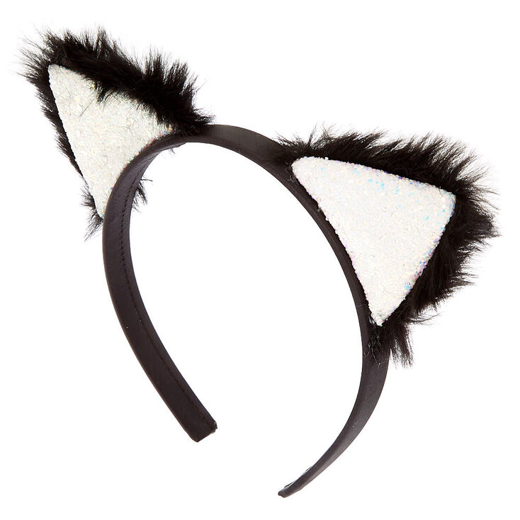 Glitter Furry Cat Ears Headband Claire S Us