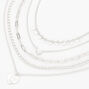 Collier multi-rangs cha&icirc;ne mauvais &oelig;il c&oelig;ur et &eacute;toile couleur argent&eacute;e,