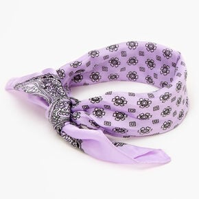 Floral Paisley Silky Bandana Headwrap - Lilac,
