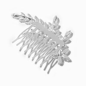 Silver Rhinestone Leaf Hair Comb,