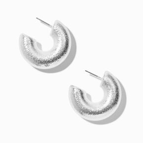 Silver-tone Thick Foil Hoop Earrings,