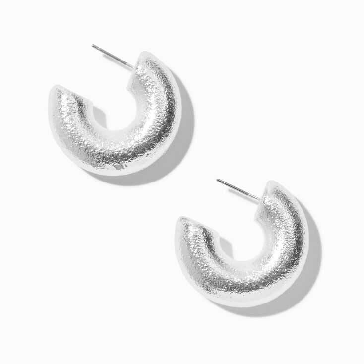 Silver-tone Thick Foil Hoop Earrings,