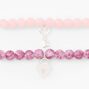 Blush Pink Heart Lock &amp; Key Beaded Stretch Bracelet - 2 Pack,