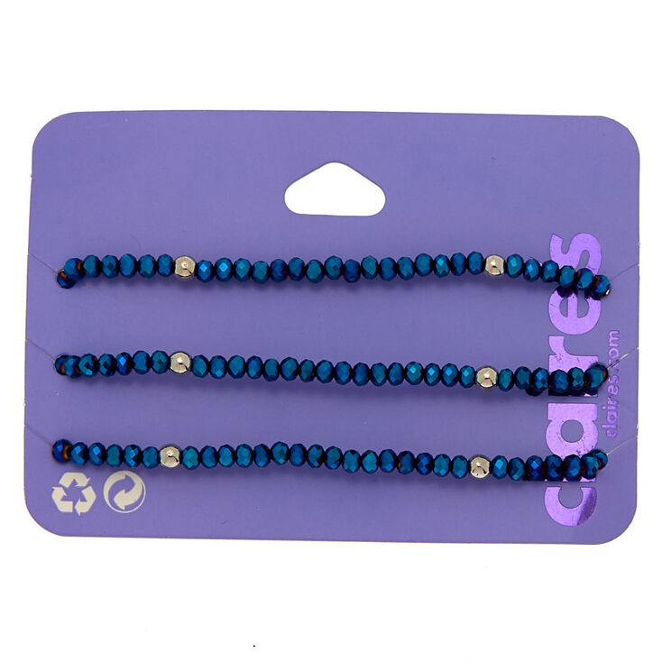Bracelet &eacute;lastique avec perles d&#39;imitation bleu marine,