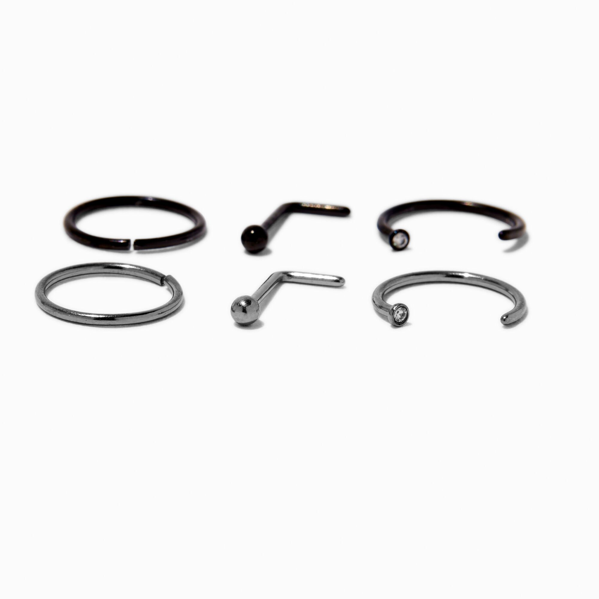 20G Mixed Metal Titanium Nose Studs & Hoop - 6 Pack,