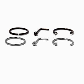 20G Mixed Metal Titanium Nose Studs &amp; Hoop - 6 Pack,
