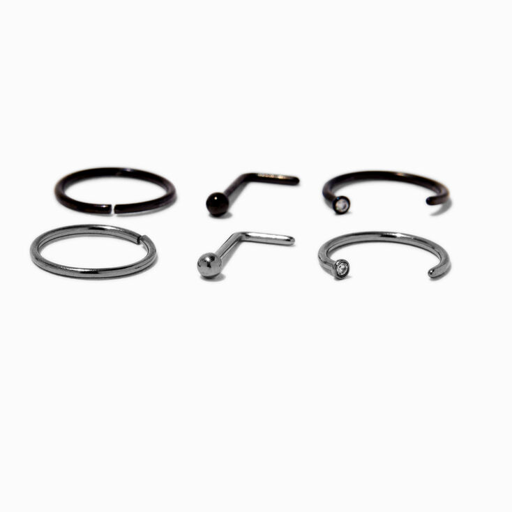 20G Mixed Metal Titanium Nose Studs &amp; Hoop - 6 Pack,
