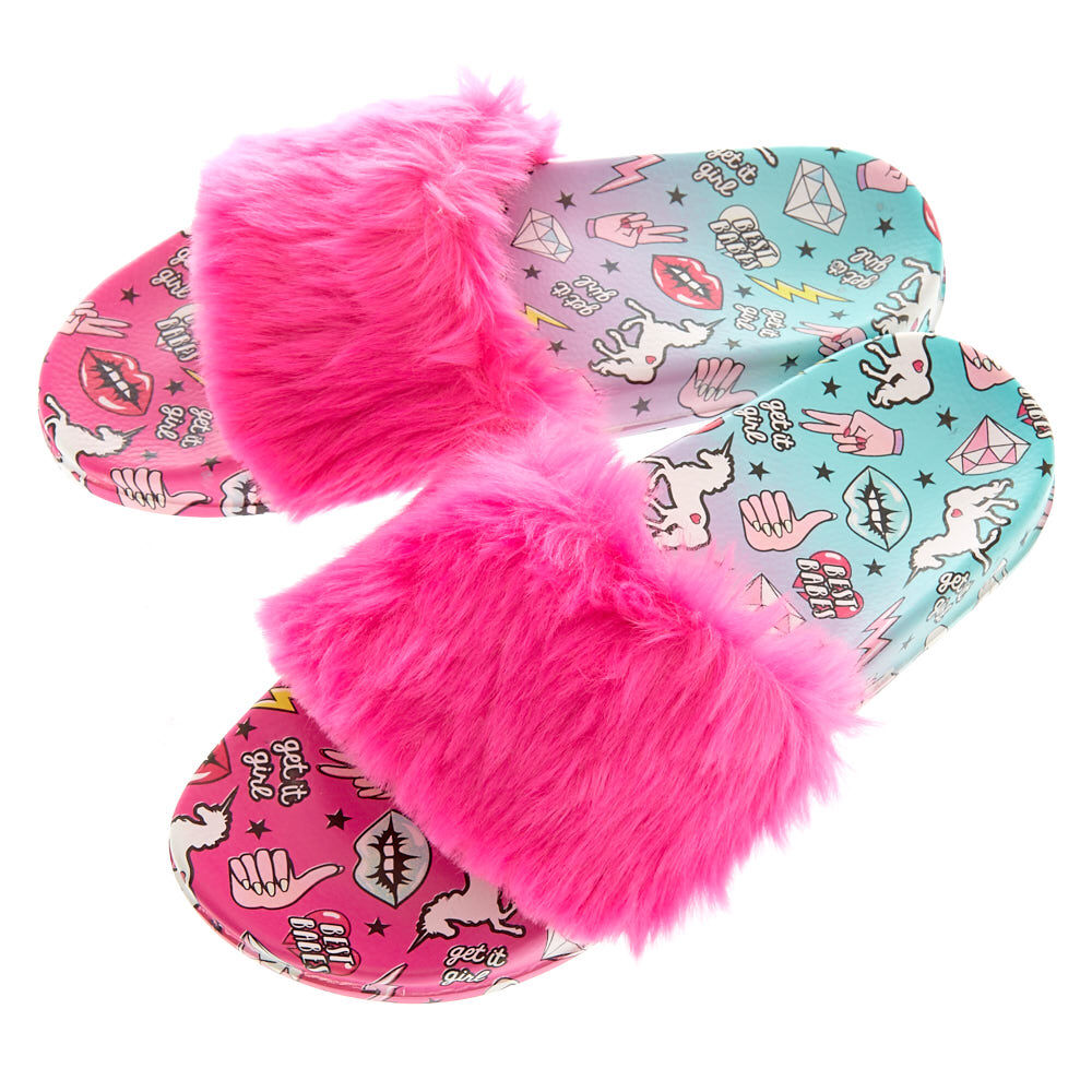 Unicorn store slide sandals