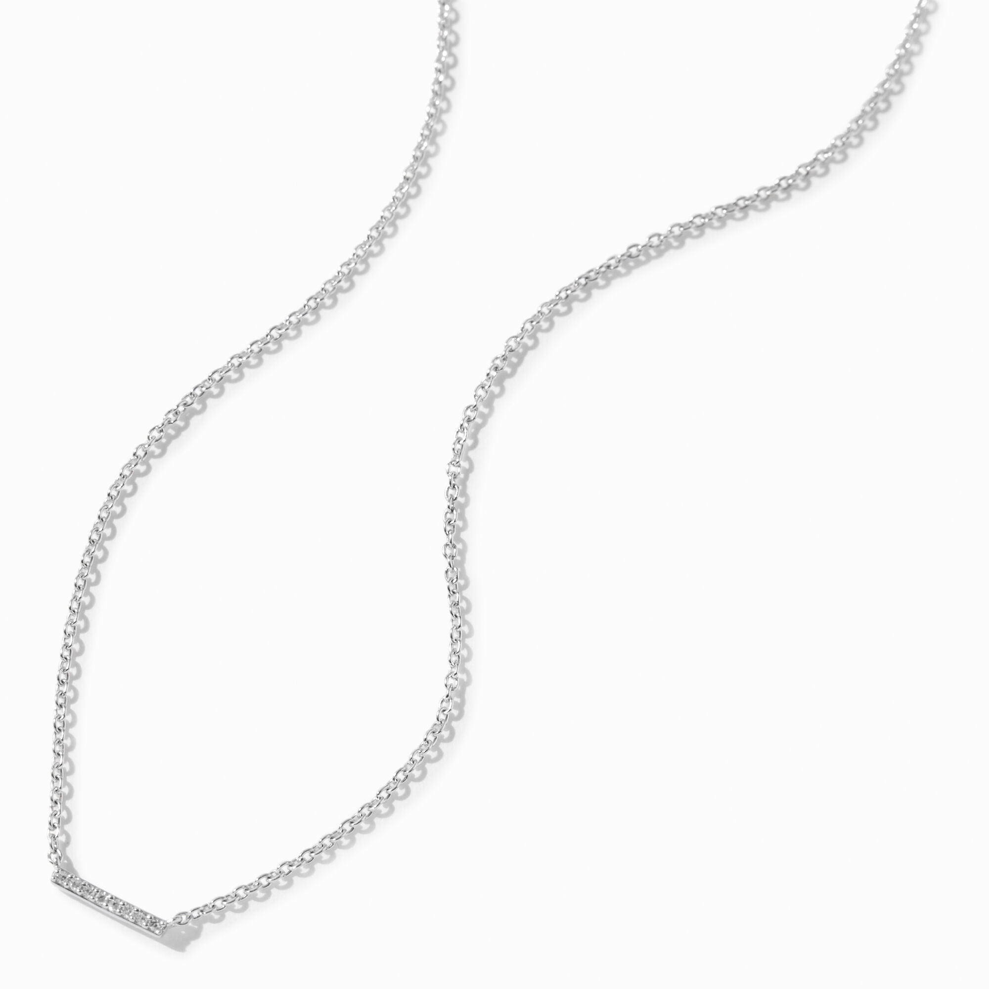 View C Luxe By Claires 120 Ct Tw Pavé Laboratory Grown Diamond Bar Pendant Necklace Silver information