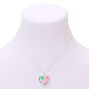 Collier &agrave; pendentif avec m&eacute;daillon c&oelig;urs et fleurs couleur argent&eacute;e - Rose,