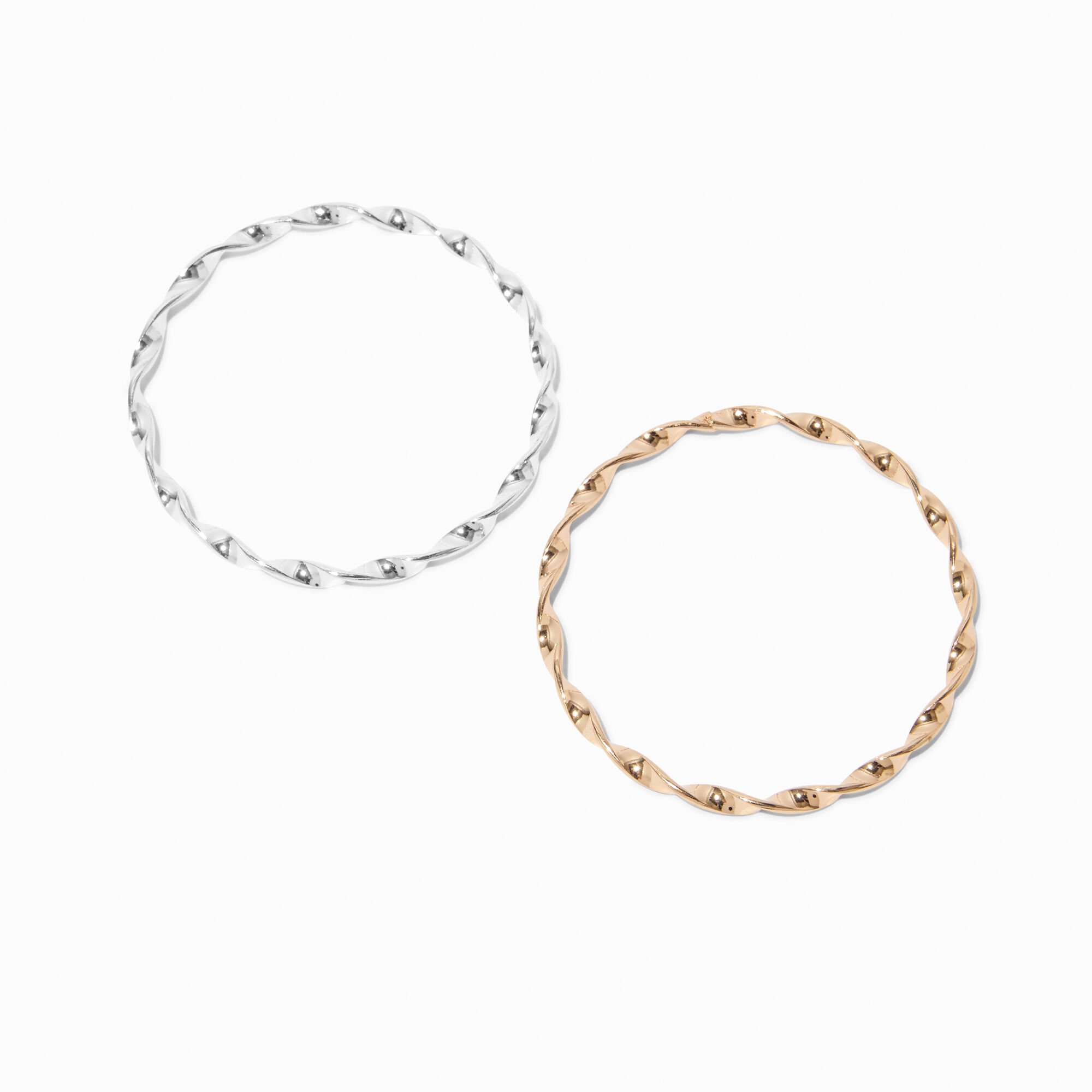 Bracelets fins bangle torsadés en métaux mixtes - Lot de 2,