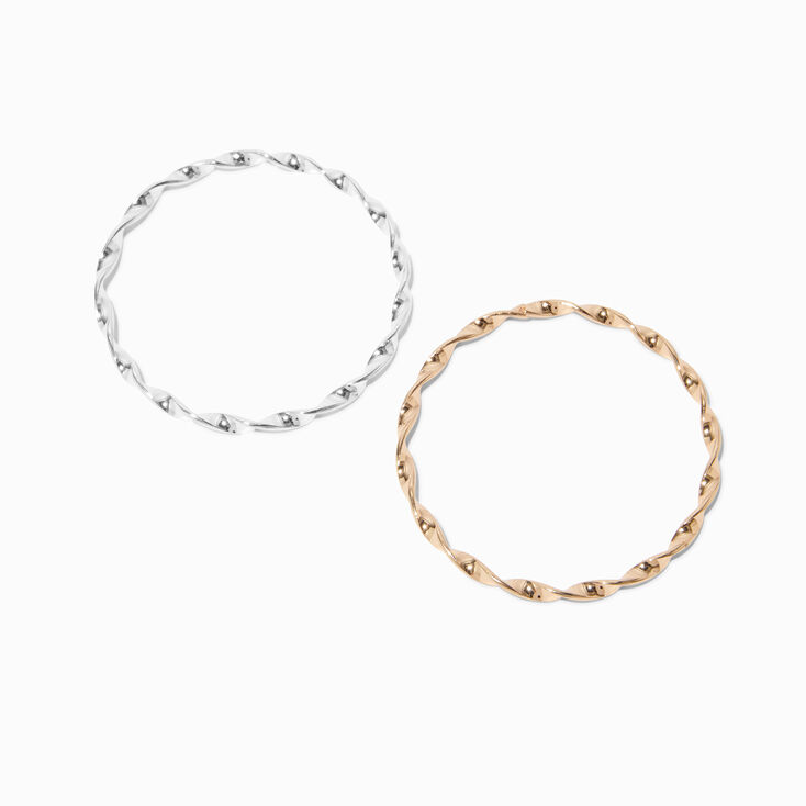 Mixed Metal Twisted Bangles - 2 Pack,