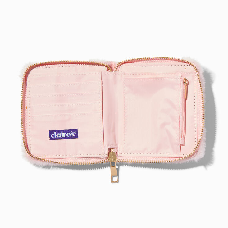 Blush Pink Furry Zip Around Wallet