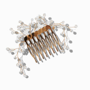 White Flower &amp; Pearl Gold-tone Hair Comb,