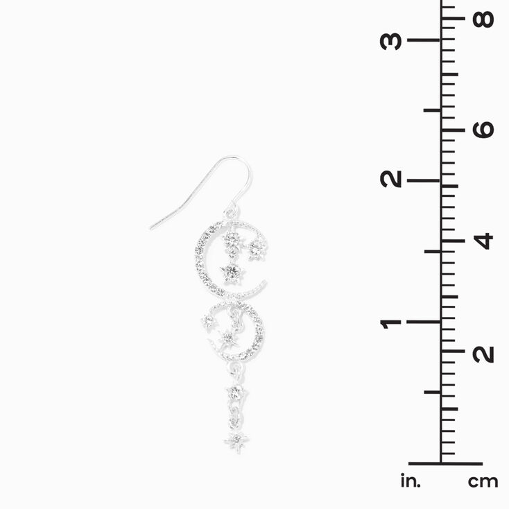 Silver-tone Celestial Sparkle 2&quot; Drop Earrings,