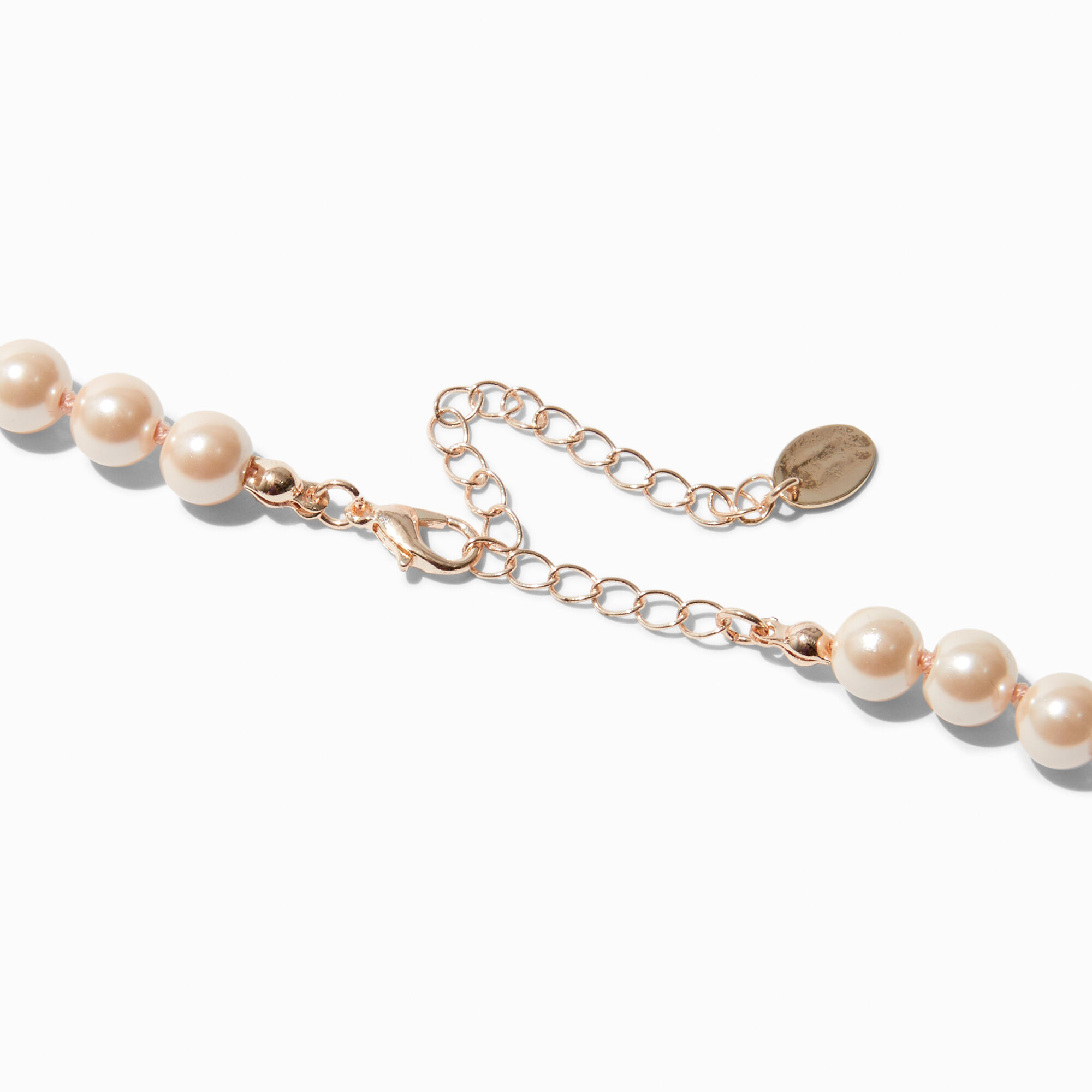 Blush pink pearl necklace discount