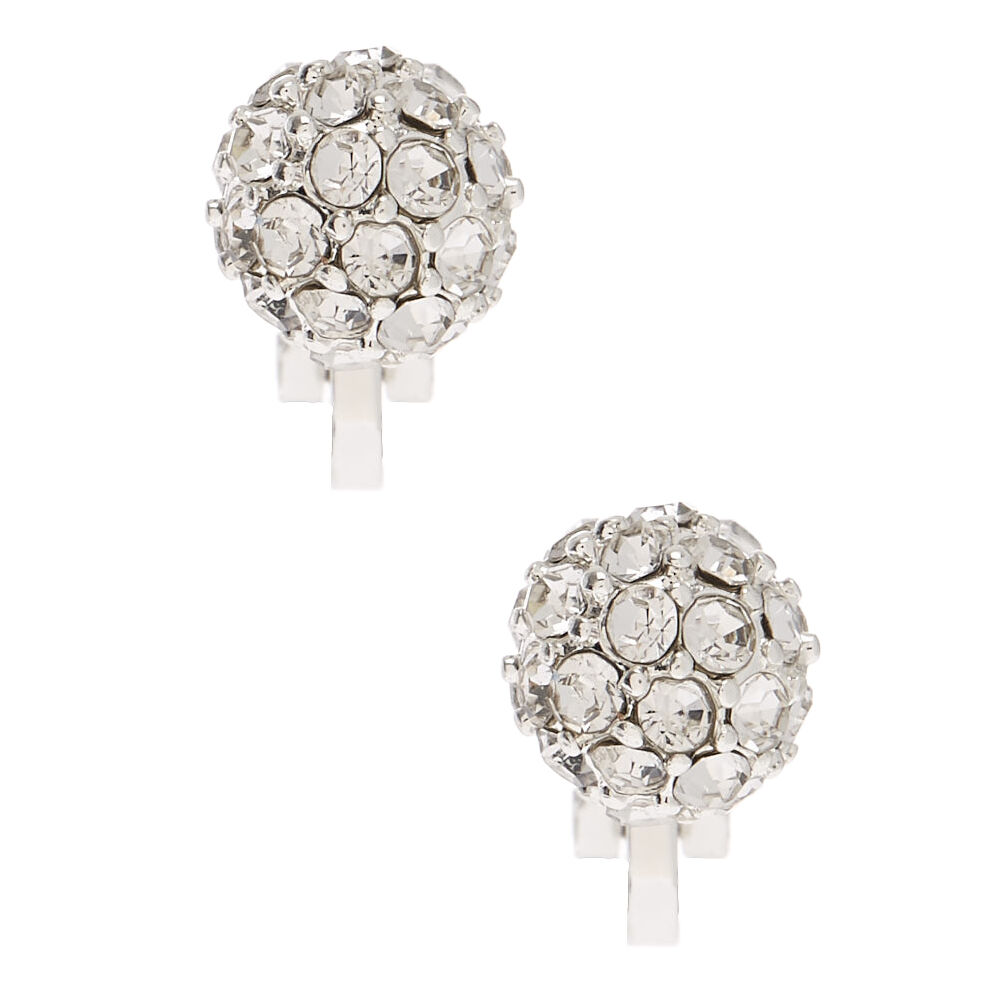 Silver Fireball Clip On Stud Earrings,
