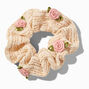 Ivory Rosette Crochet Hair Scrunchie,