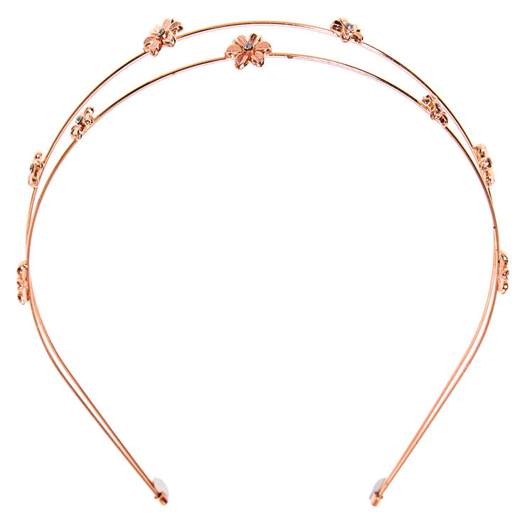 Rose Gold Two Row Flower Headband,