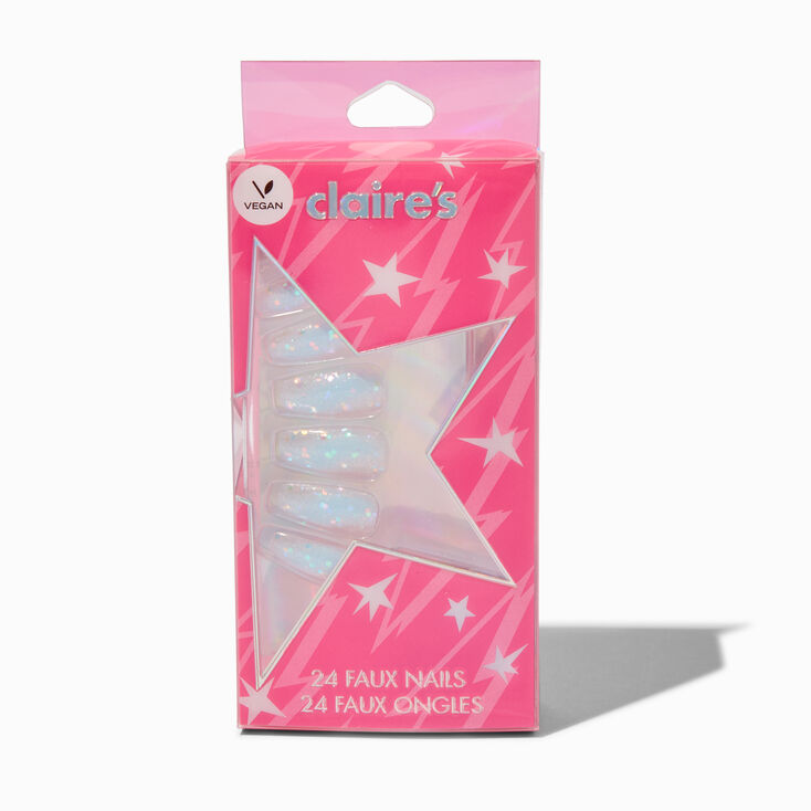 Iridescent Shakey Confetti Initial Coin Purse - V | Claire's US