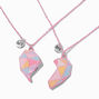 Best Friends Geometric Pink Pastel Split Heart Pendant Necklaces - 2 Pack,