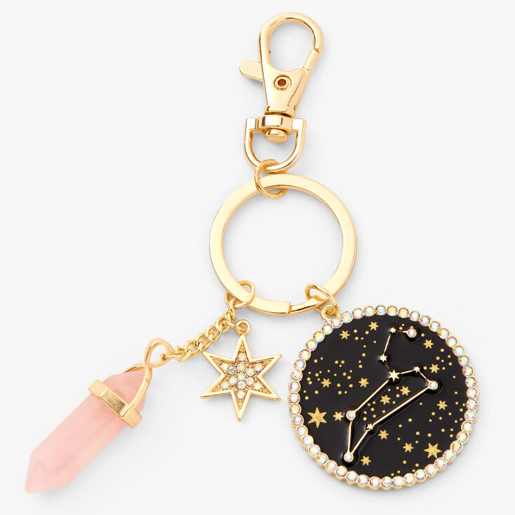 Gold Mystical Gem Zodiac Keyring - Leo,