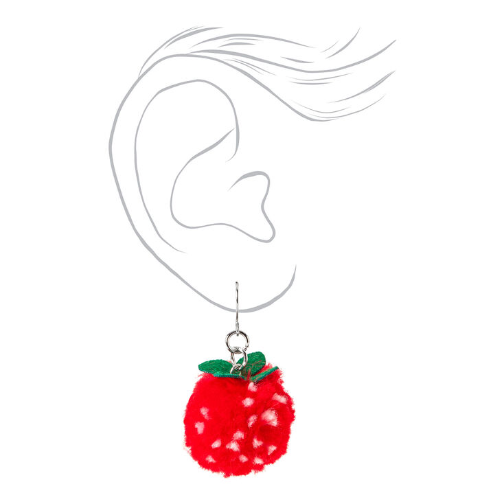 Pendantes pompon fraise 2,5&nbsp;cm - Rouge,