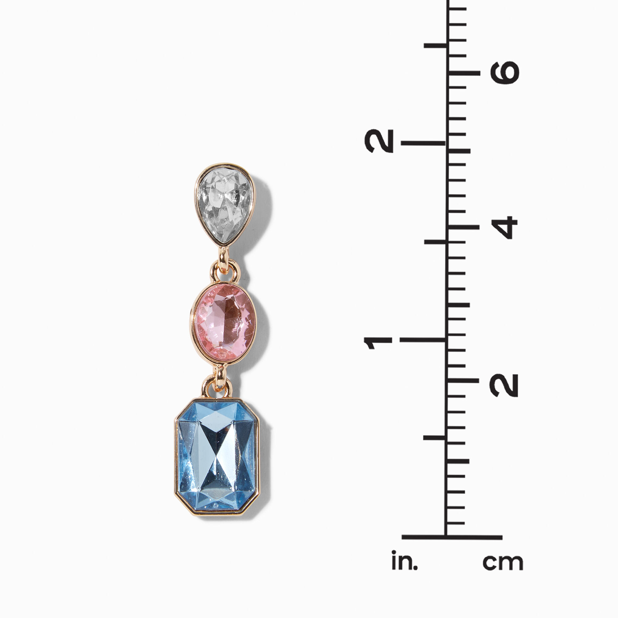 Gold-tone 1.75" Pastel Crystal Drop Earrings,