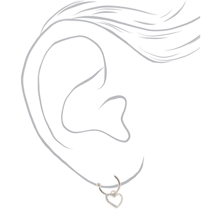 Silver 12MM Heart Hoop Earrings,
