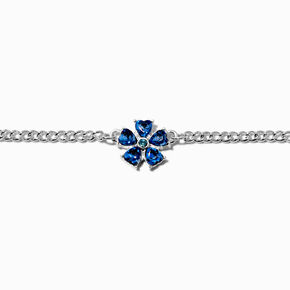 Sapphire Blue Gemstone Flower Chain Bracelet,