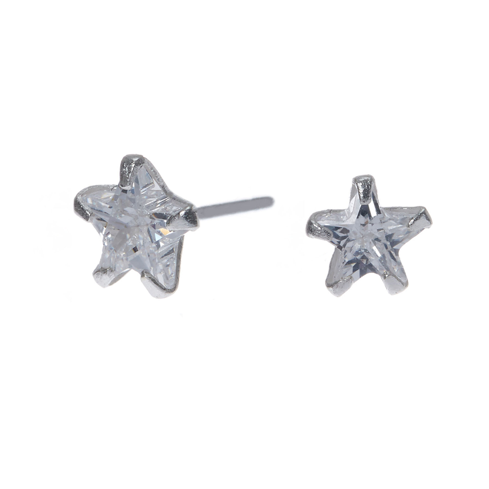 Sterling Silver Cubic Zirconia 5mm Star Stud Earrings Claire S Us Sterling Silver Cubic Zirconia 5mm Star Stud Earrings