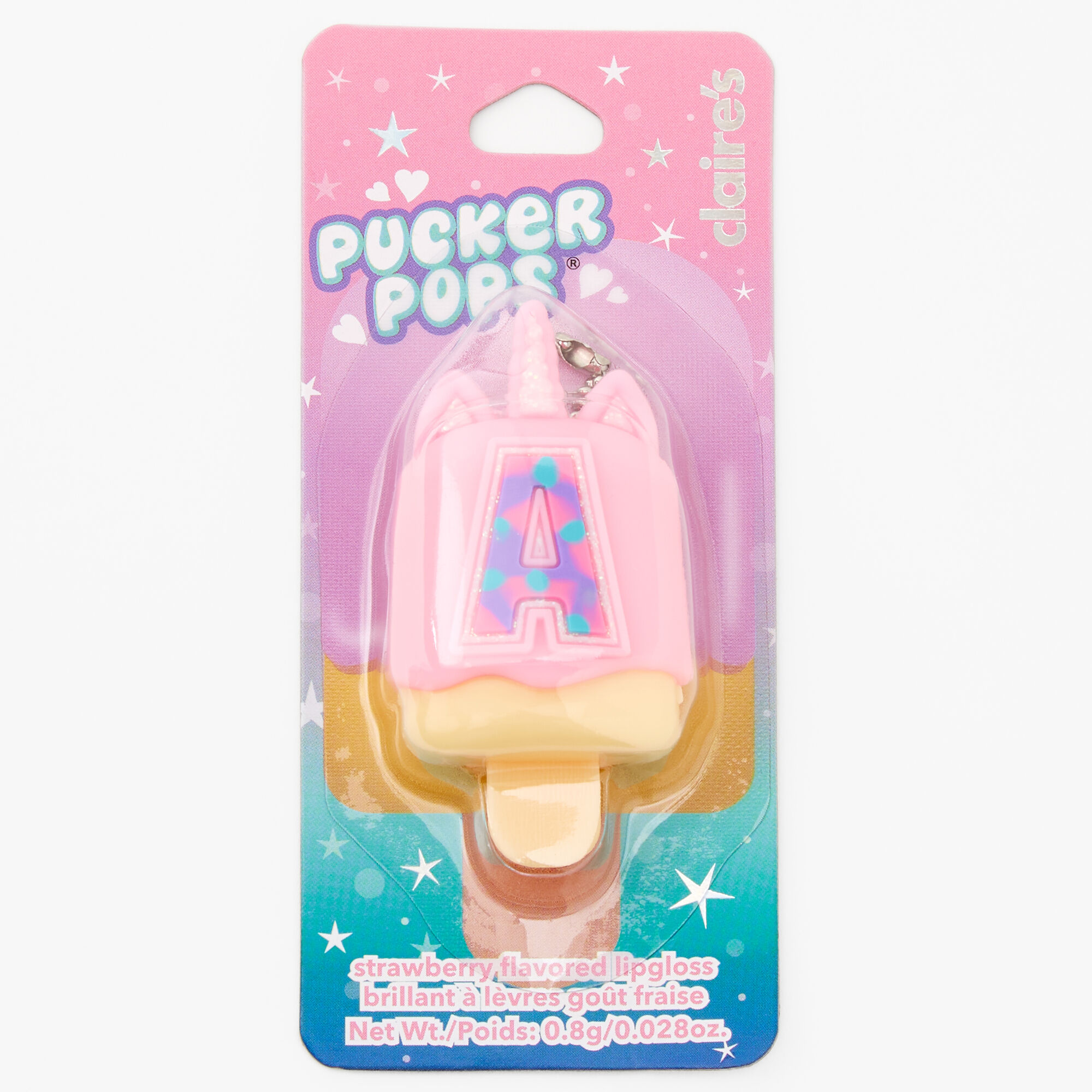 Pucker Pops® Initial Lip Gloss - Pink, A,