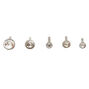 Silver-tone 16G Multi Top Crystal Labret Flat Back Studs - 5 Pack,