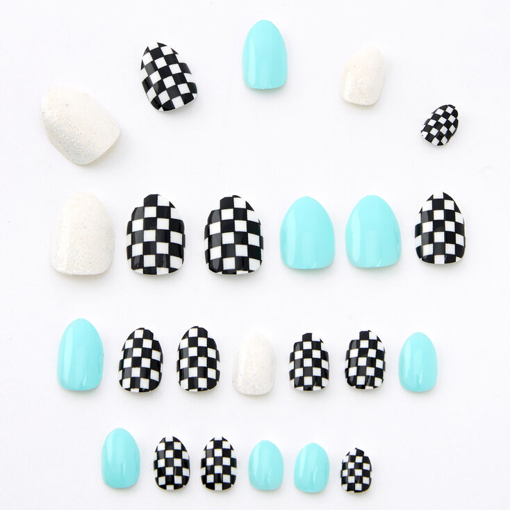 Sky Brown&trade; Checkered Stiletto Faux Nails &ndash; Mint, 24 Pack,