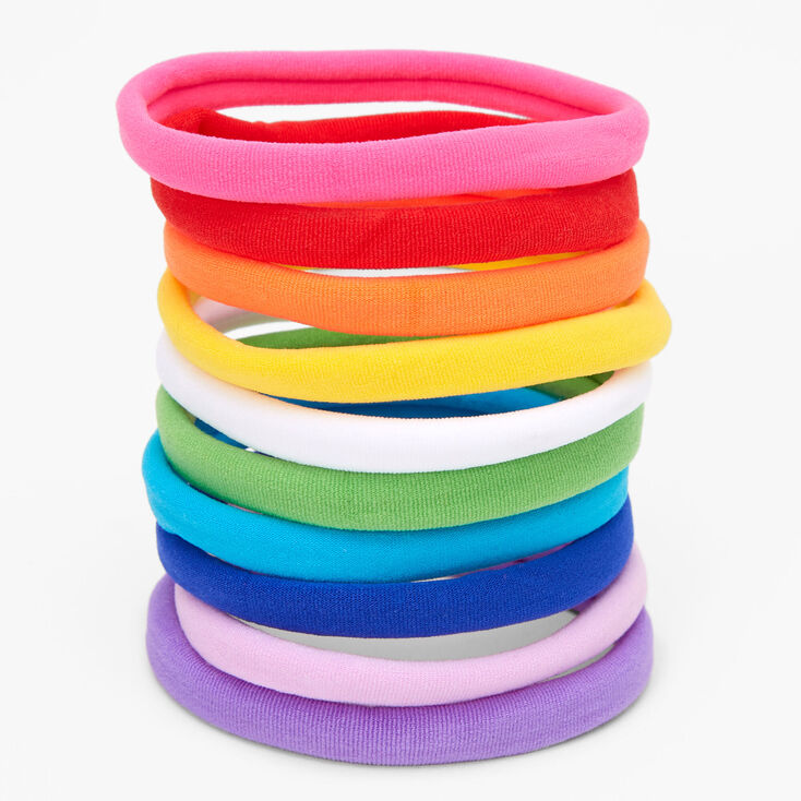 Neon Rainbow Rolled Hair Ties - 10 Pack,