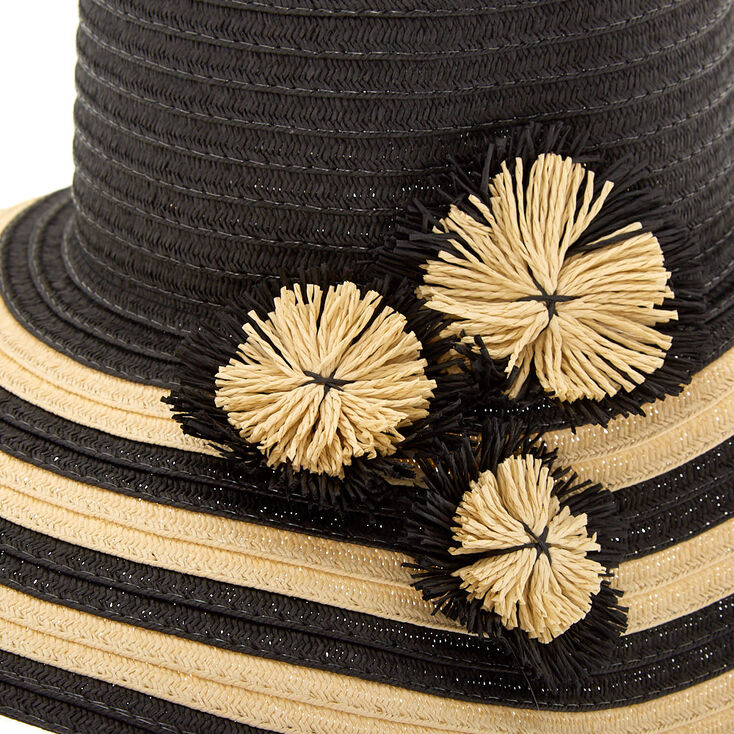 Striped Floppy Hat - Black,