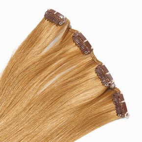 Extensions de cheveux synth&eacute;tiques &agrave; clip pour cheveux blond caramel - Lot de 4,