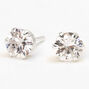 C LUXE by Claire&#39;s Sterling Silver Cubic Zirconia 7mm Round Cupcake Stud Earrings,