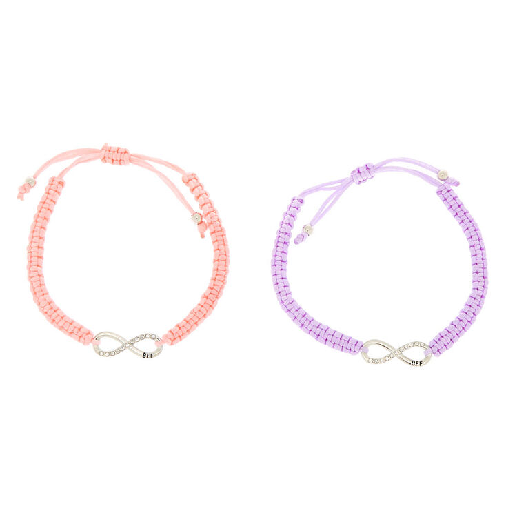  Pastel Infinity Adjustable Friendship Bracelets - 2 Pack,