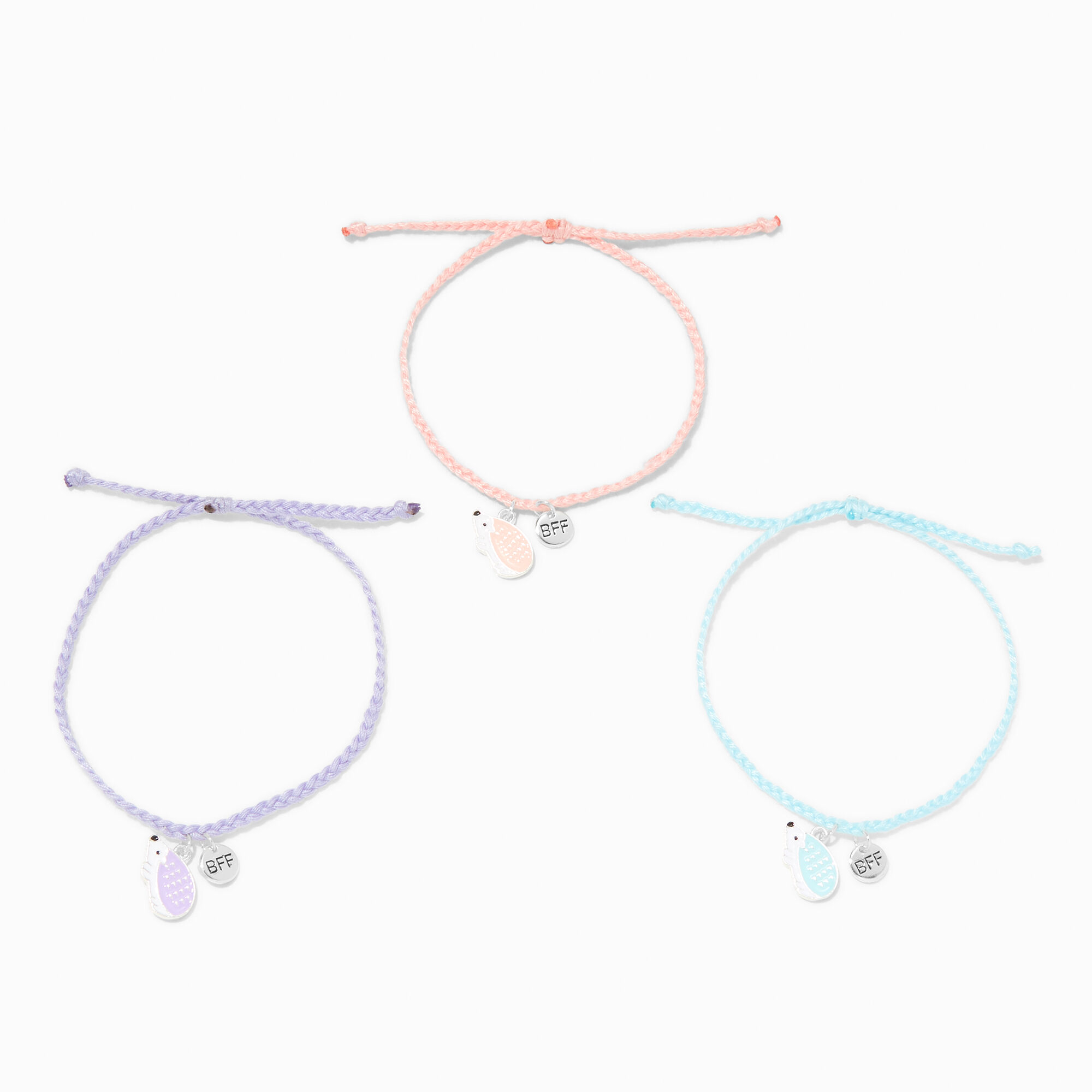 View Claires Best Friends Pastel Hedgehog Friendship Bracelets 3 Pack Purple information