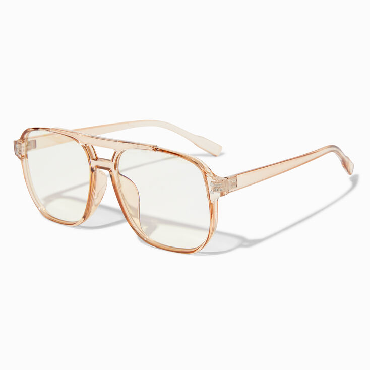 Blue Light Reducing Aviator Clear Lens Frames - Light Brown,