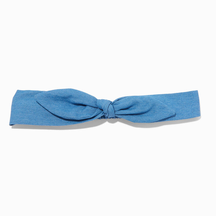 Blue Denim Knotted Bow Headwrap,