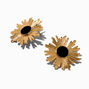 Gold-tone Starburst Black Enamel Stud Earrings,