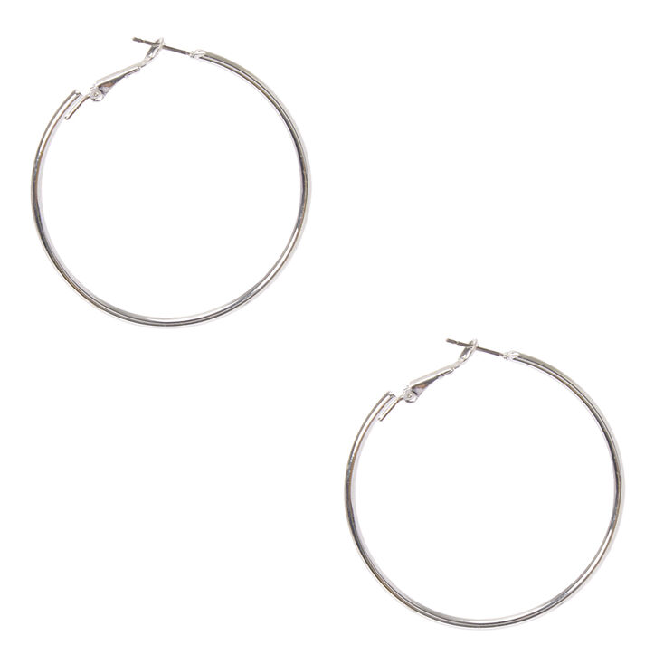 50mm Silver Tone Hoop Earrings Claire S 50mm Silver Tone Hoop Earrings