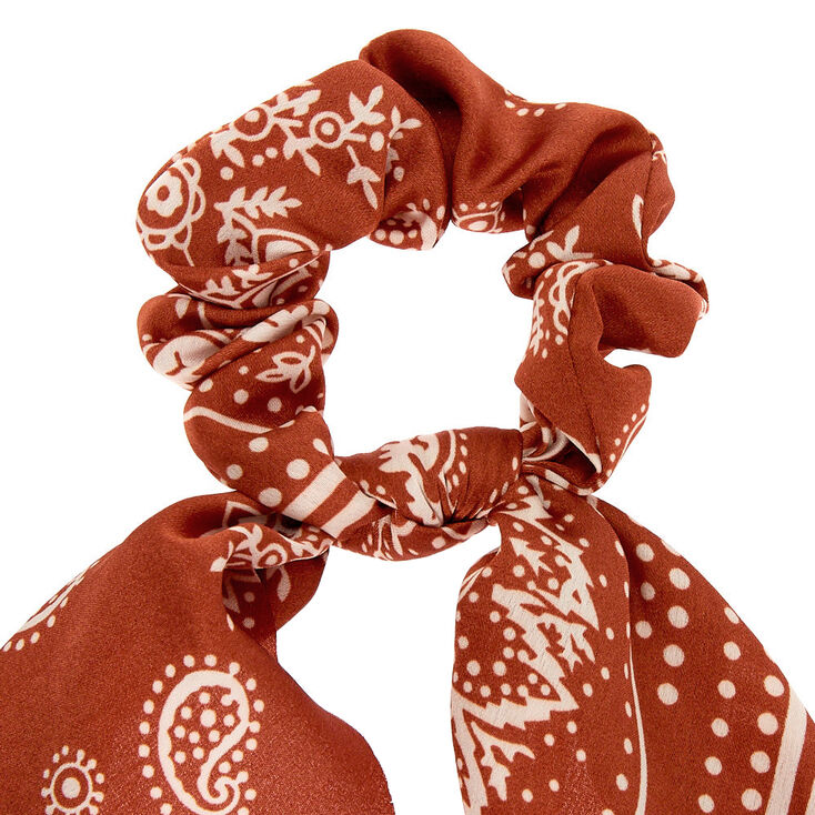 Paisley Satin Scarf Hair Scrunchie - Sienna,