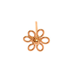 22G Rose Gold-tone Sterling Silver Wire Flower Nose Stud,