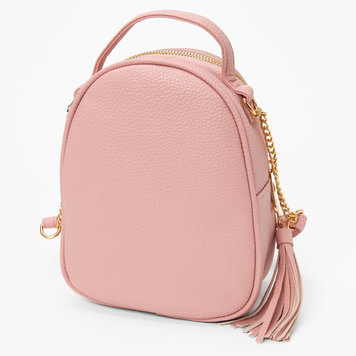 Pearl Studded Mini Backpack Crossbody Bag - Pink,