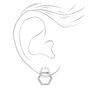Silver Double Hexagon Stud Earrings,